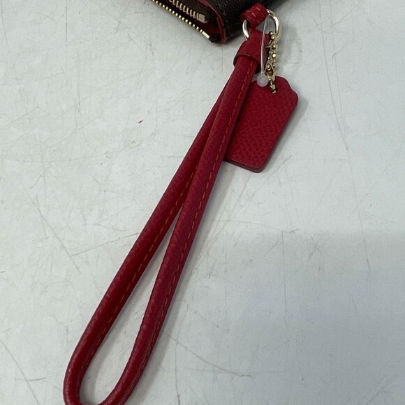 EUC Coach Signature Red Stripe Wristlet - Picture 4 of 9